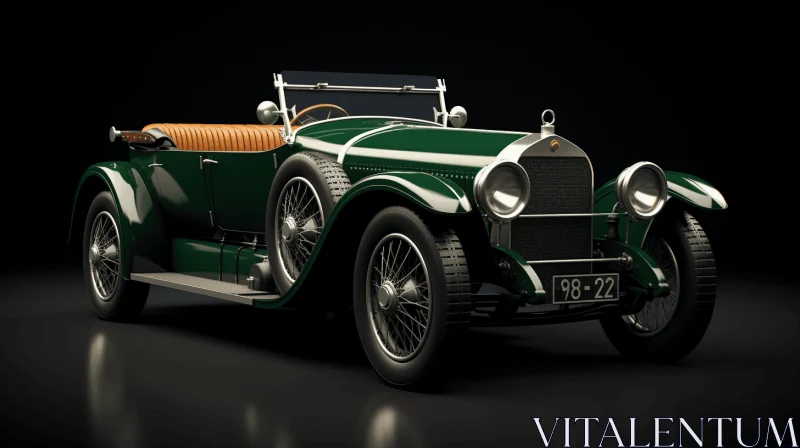 AI ART Vintage Bugatti Green Car on Black Background | Home Wallpapers