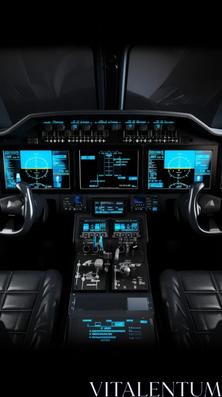 AI ART Modern Passenger Aircraft Cockpit Control Panel