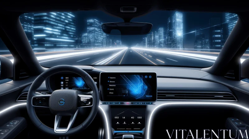 Futuristic Car Interior at Night AI Image