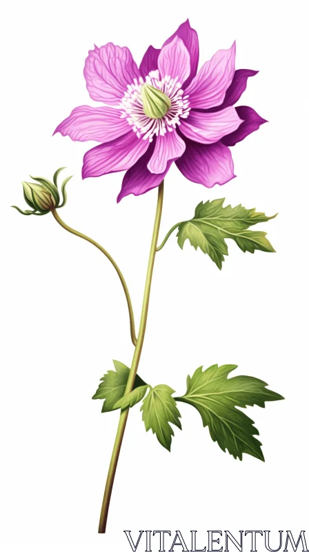 Purple Helenia Flower Illustration: A Study in Realism and Detail AI Image