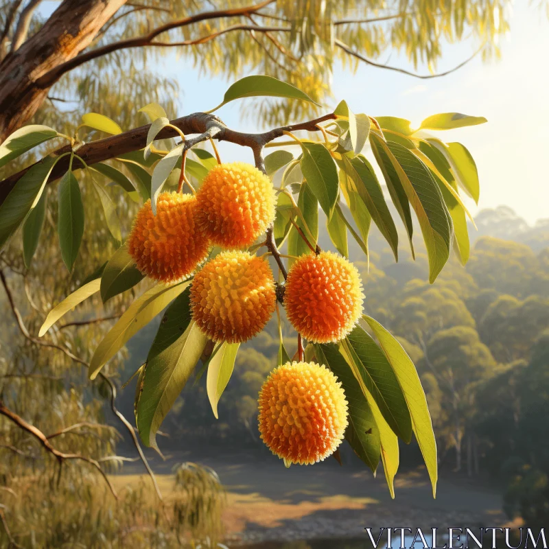 Captivating Orange Berries on Tree Branch in Australian Landscape AI Image