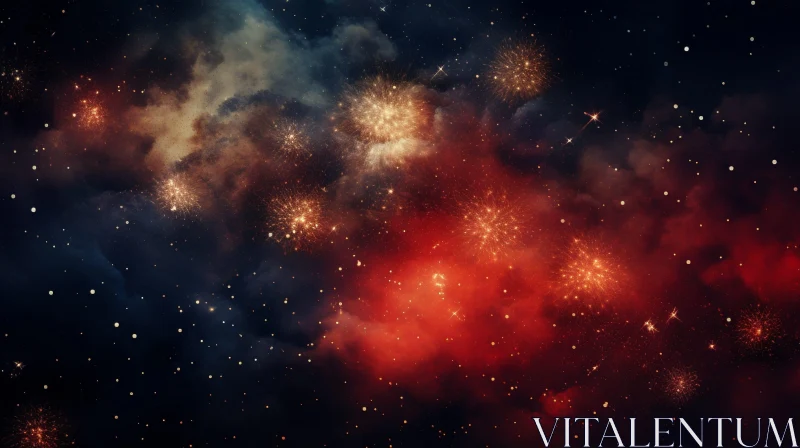 Colorful Fireworks Lighting Up the Night Sky AI Image