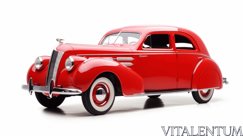 Elegant Red Car with White Wheels | Classic Golden Age Aesthetics AI Image