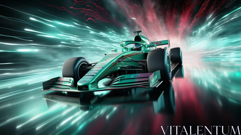 Formula 1 Racing Car Speeding on Track AI Image