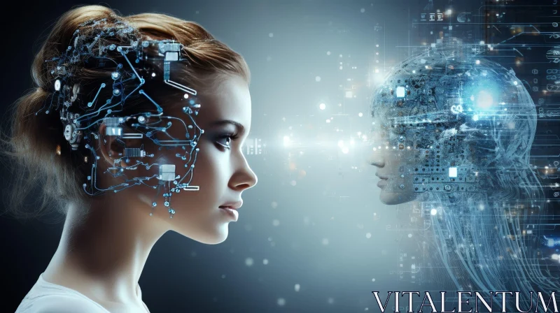 Futuristic Woman Portrait with Electronic Mask AI Image