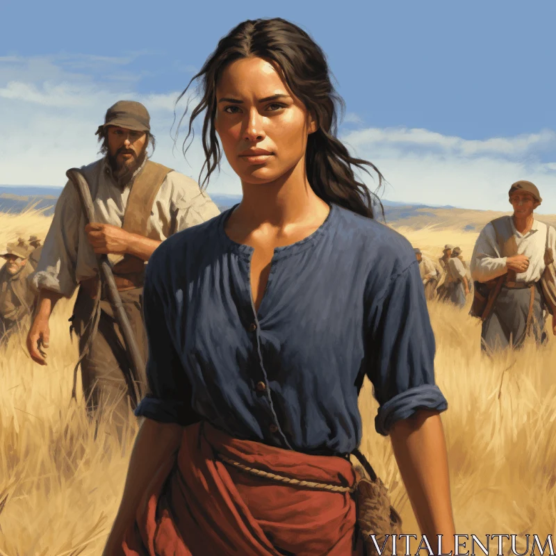 Animated Western-style Woman in Red Skirt AI Image
