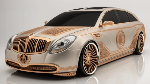 Captivating Gold and Platinum Colored Mercedes with Intricate Detailing