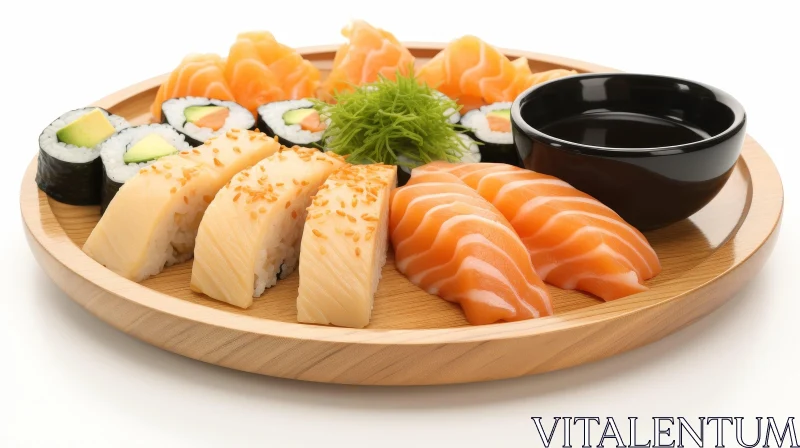 Delicious Sushi and Sashimi Platter AI Image