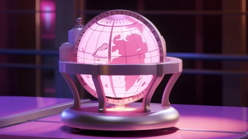 Pink Glowing Glass Globe 3D Render