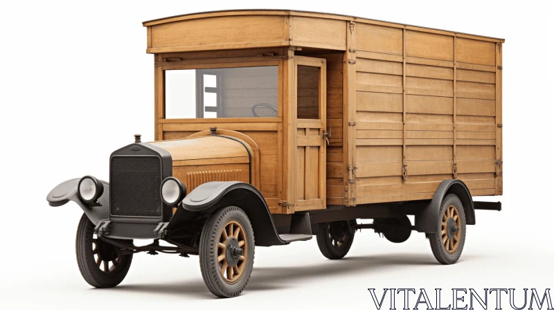 Antique Wooden Truck on White Background - Realistic Hyper-detailed Rendering AI Image