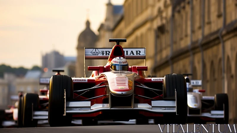 Intense Formula 1 Car Racing in City Streets AI Image