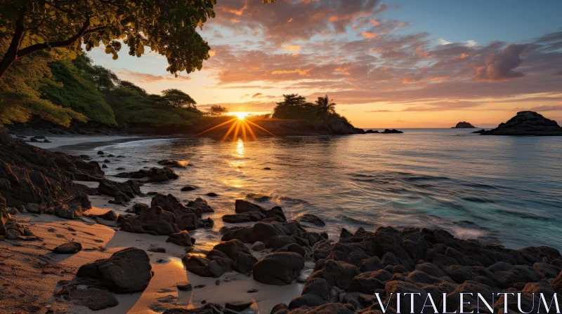AI ART Tranquil Sunset Over Ocean - Stunning Nature Photography