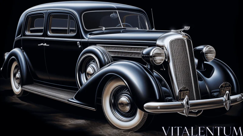 Antique Black Car: Realistic and Hyper-Detailed Artwork AI Image