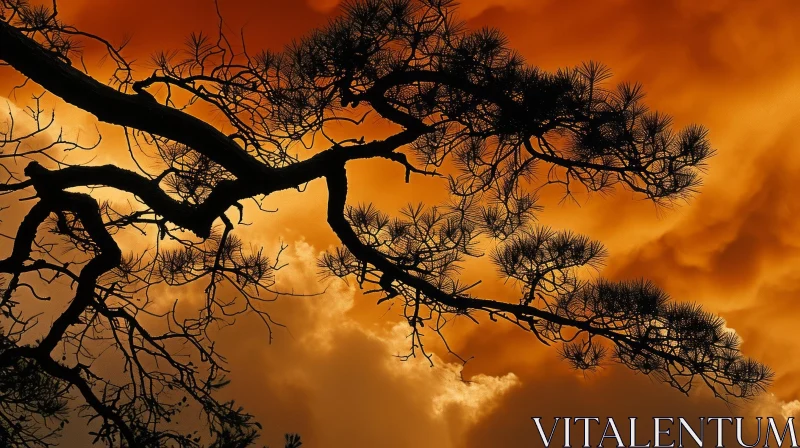 AI ART Impressive Tree Branch Silhouette in Bright Sky