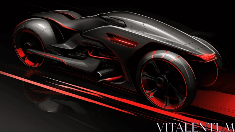 Black and Red Automobile-Inspired Motorbike Design | Captivating Sense of Movement AI Image