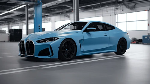 Blue BMW M8 Sports Coupe: Hyperrealistic and Photorealistic Art