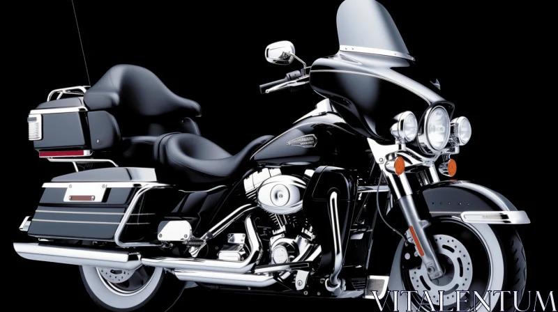 Captivating Black and Silver Motorcycle with Leather Seating and Windshield AI Image