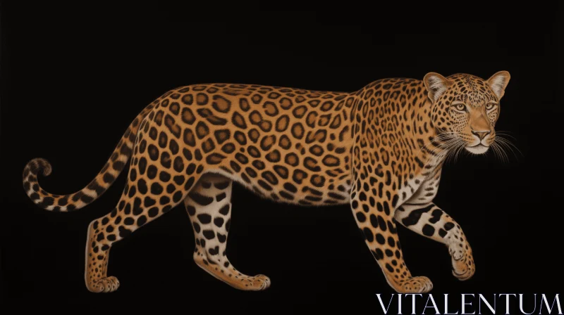 Majestic Jaguar on Black Background Rendered in Panoramic Scale AI Image