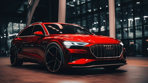 Red Audi SUV at Night: An Electric and Luxurious Masterpiece