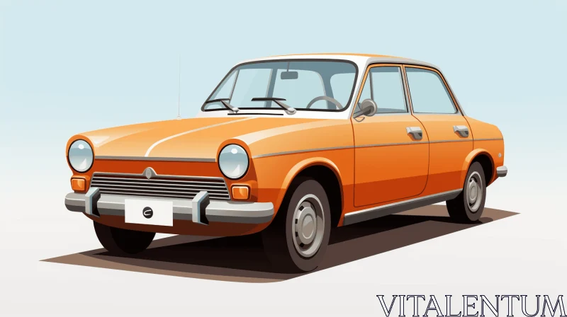 Buy an Orange Sedan Car - Highly Detailed Illustrations | Soviet Style AI Image