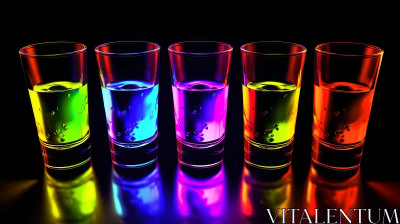 Colorful Glowing Shot Glasses - 3D Rendering AI Image