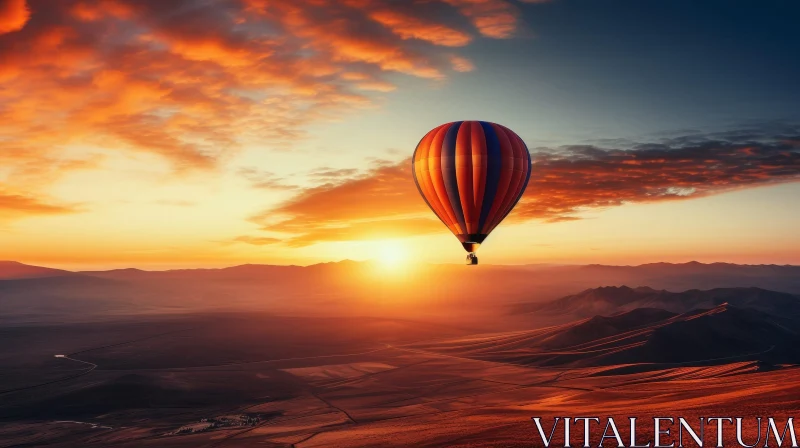 Colorful Hot Air Balloon at Sunset AI Image