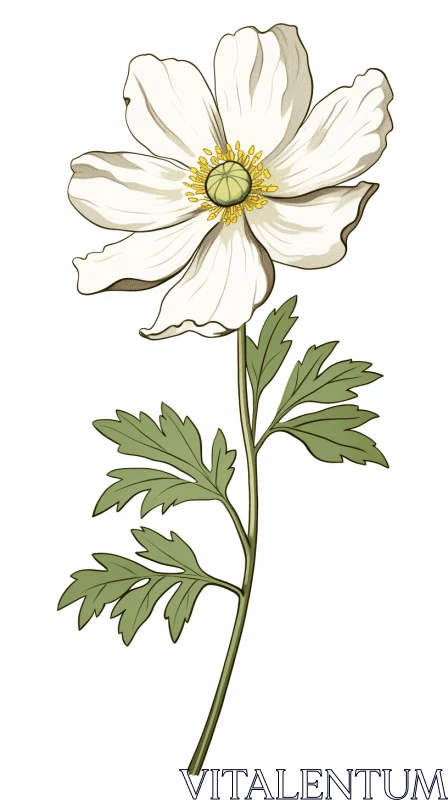 White Anemone Flower Vector in Naturecore Style AI Image