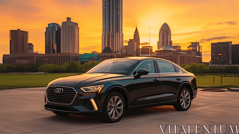 Stunning Black 2019 Audi Q5 Against a Captivating Sunset AI Image