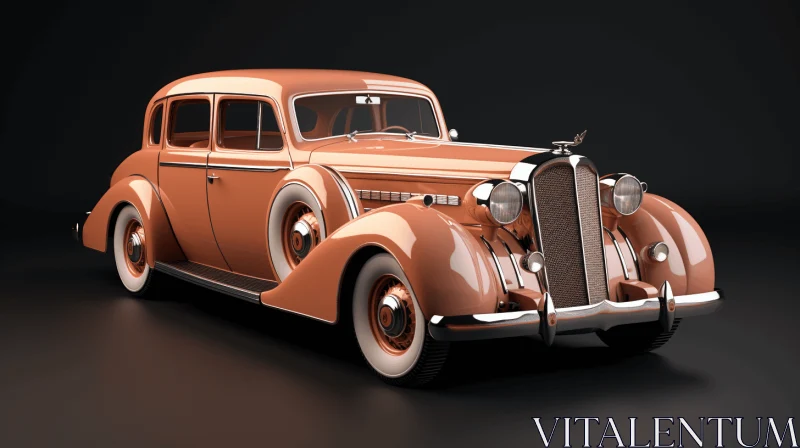 Vintage Car on Dark Background: Realistic Hyper-Detailed Rendering AI Image