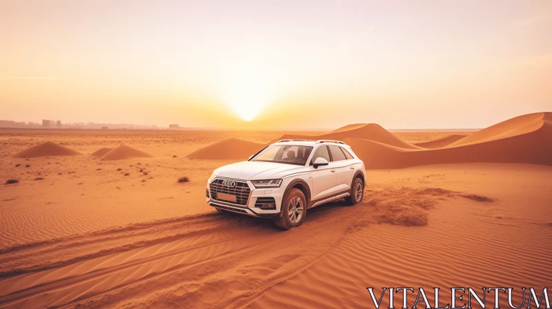 Audi Q5 on Sahara Desert with Palm Trees - Intense Use of Light and Shadow AI Image