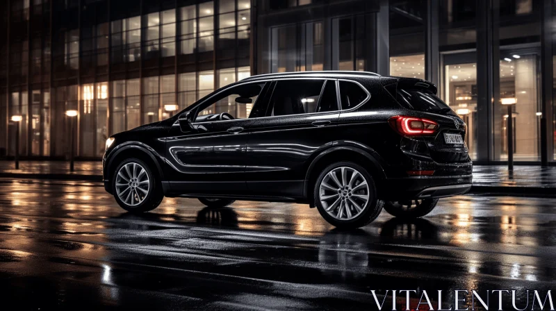 Captivating Black SUV amidst Glowing City Lights | Baroque-Inspired Chiaroscuro AI Image