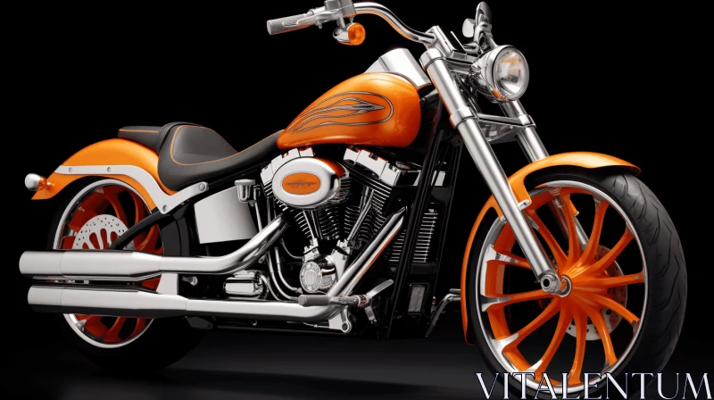 Captivating Orange and Silver Motorcycle Artwork | Photorealistic Rendering AI Image