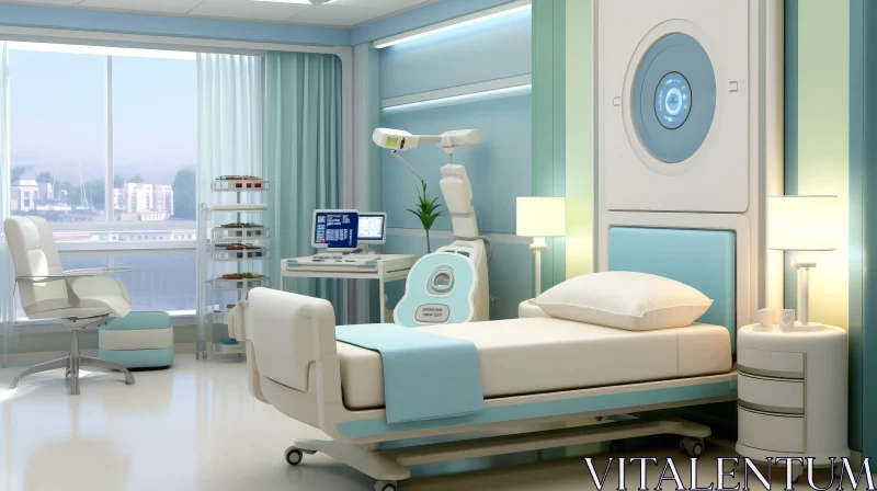 Contemporary Hospital Room Interior Design AI Image