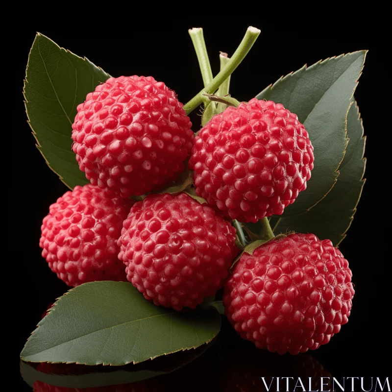 Exquisite Arrangement of Red Fruits on Black Background AI Image