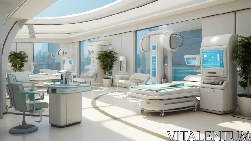 Futuristic Hospital Room with Advanced Medical Equipment AI Image