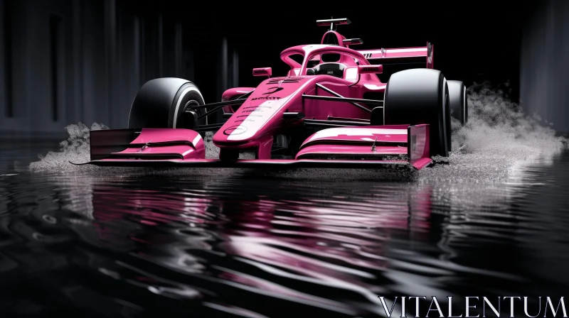 Pink Formula 1 Race Car in Tunnel - Speeding Through Water AI Image