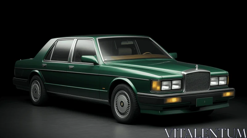 Green Luxury Car on Black Background | Opulent 1980s Style AI Image