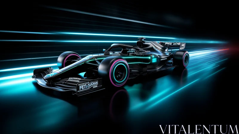 Formula 1 Car Racing in Neon Lights AI Image