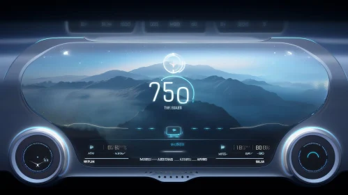 Futuristic Car Dashboard Speedometer at 750 MPH