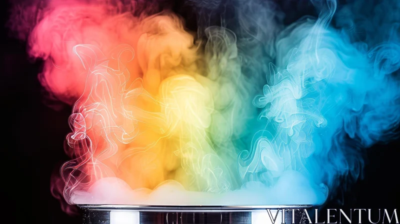 Rainbow-Colored Smoke Cloud Photography AI Image