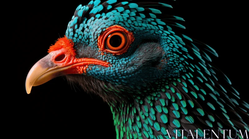 AI ART Stunning Bird Portrait in Teal and Red