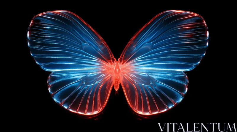 Blue Butterfly with Translucent Colors on Black Background AI Image