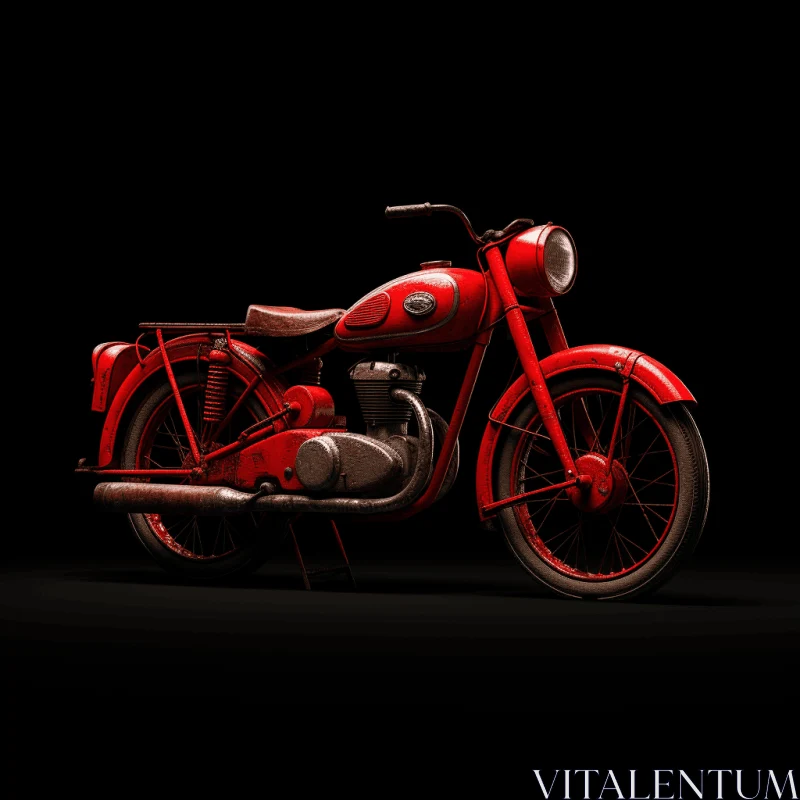 Luminous Red Motorcycle in Realistic Style | Soviet Socialist Realism | Swiss Influence AI Image