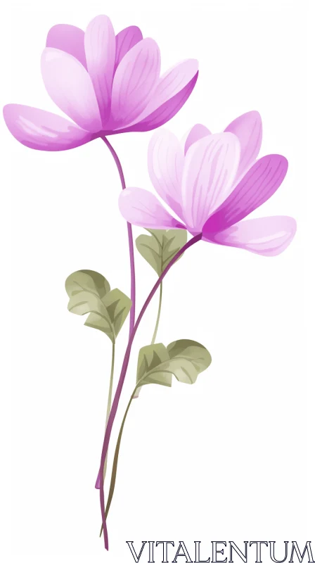 Luxurious Digital Art: Pink Flowers with Realistic Brushwork AI Image