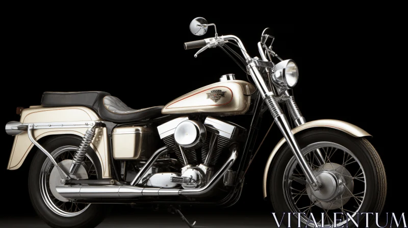 Motorcycle Art: Photorealistic Rendering in Silver and Beige AI Image
