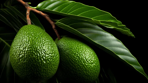 Captivating Image of Two Avocados on a Tree - Nature Photography