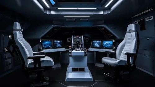 Futuristic Spaceship Cockpit with Control Panel