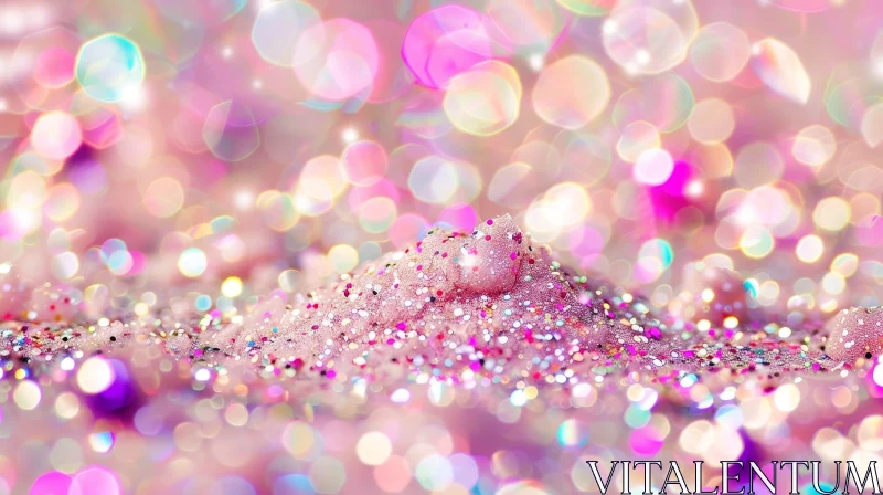 Multicolored Glitter Pile on Pink and Purple Bokeh Background AI Image