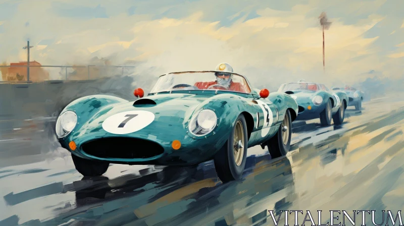 AI ART Vintage Car Race Painting - Speed and Excitement