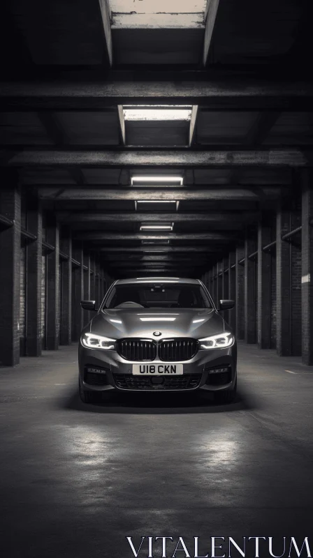 Captivating BMW Car Image in Underground Room | Moody Atmosphere AI Image